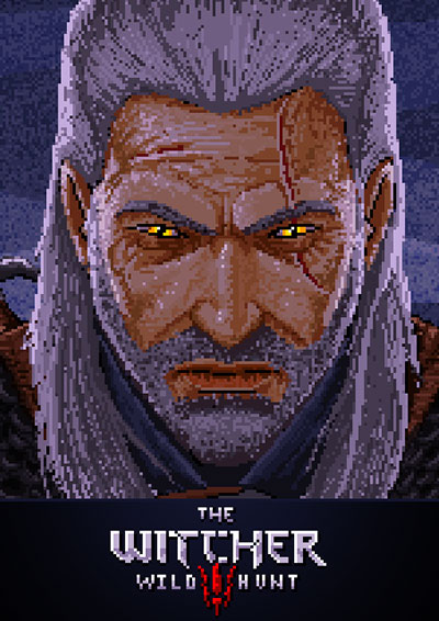 Pixel Art Portrait of Geralt of Rivia (Animated)